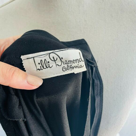 Lilli Diamond Dress Body Con Black Sleeveless Crop Split Size XS Vintage - Picture 9 of 10